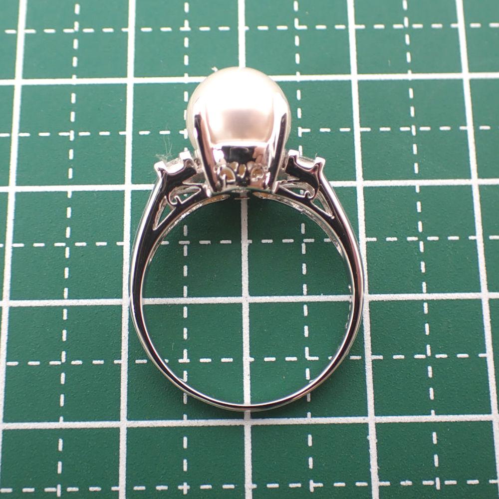 [Used] Pt900 Akoya White Pearl Diamond Ring / Size 12 / J1-4