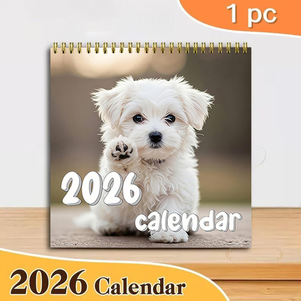 Niedlicher Hunde-Wandkalender 2026 mit Spiralbindung, 12 Monate zum Abreißen, Haustierkalender mit Feiertagsmarkierungen zur Heimdekoration