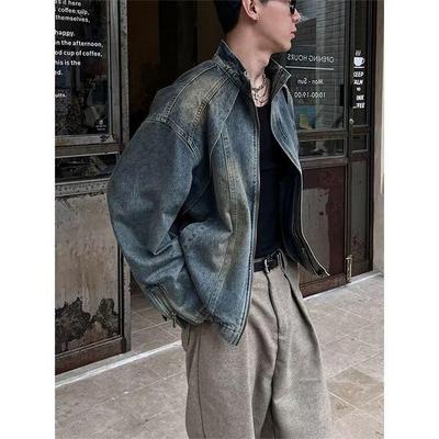 Couples' Retro Patchwork Denim Jacket - Unisex High-End Spring/Autumn Hong Kong Style Coat