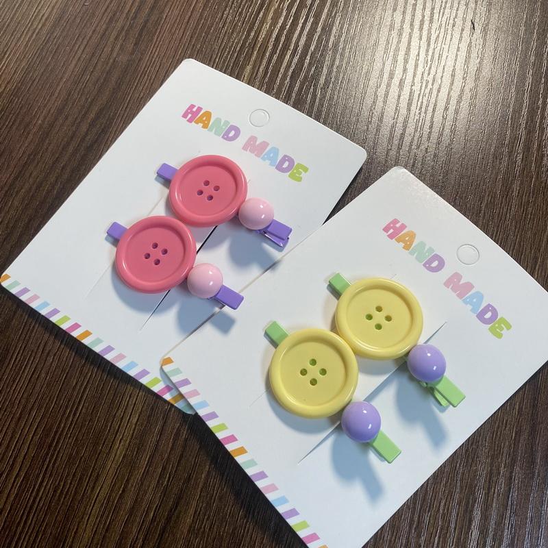 2pcs Cute Button hairclips For Baby Girls  Candy Color Ball Hair Clip Kids Kawaii Hairpins Children Barrettes Bobby Pins Gift