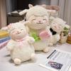 Süßes Weißes Schaf Lamm Hält Tulpenblume Weiches Stofftier Kuschelpuppe Plüschtier Kind Mädchen Geburtstag Weihnachtsgeschenk