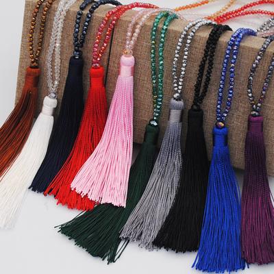 Tassel Fashion Women Faux Beaded Necklace Crystal Pendant Jewelry Gift Long
