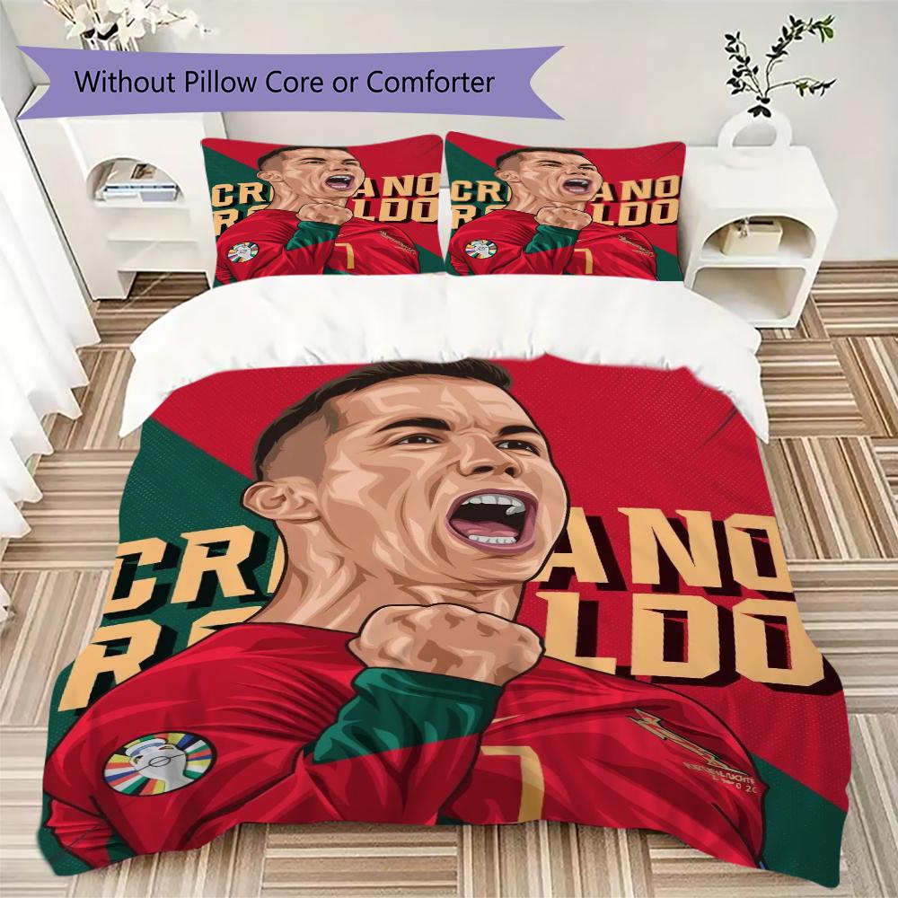 Set Copripiumino con Modello C Ronaldo Copripiumino Federa Decorazione per la Casa Regalo di Compleanno (1 * copripiumino + 2 * federe senza imbottitura)23