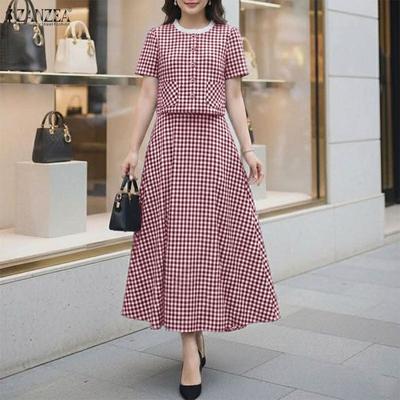 Women Short Sleeve Blouse and Long Skirts Summer Two Piece Suit Sets