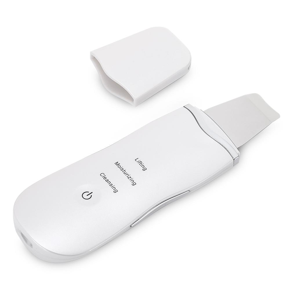 Skin Scrubber Spatula Ultrasonic Face Scrubber Facial Spatula Lifting Moisturizing Cleaning Rechargeable Beauty Tool White USB Rechargeable