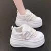 Fashion  Platform Sneakers Women Spring Autumn Round Toe Lace-up Comfort 10CM Thick Bottom Sport Shoe Black White Casual Shoe