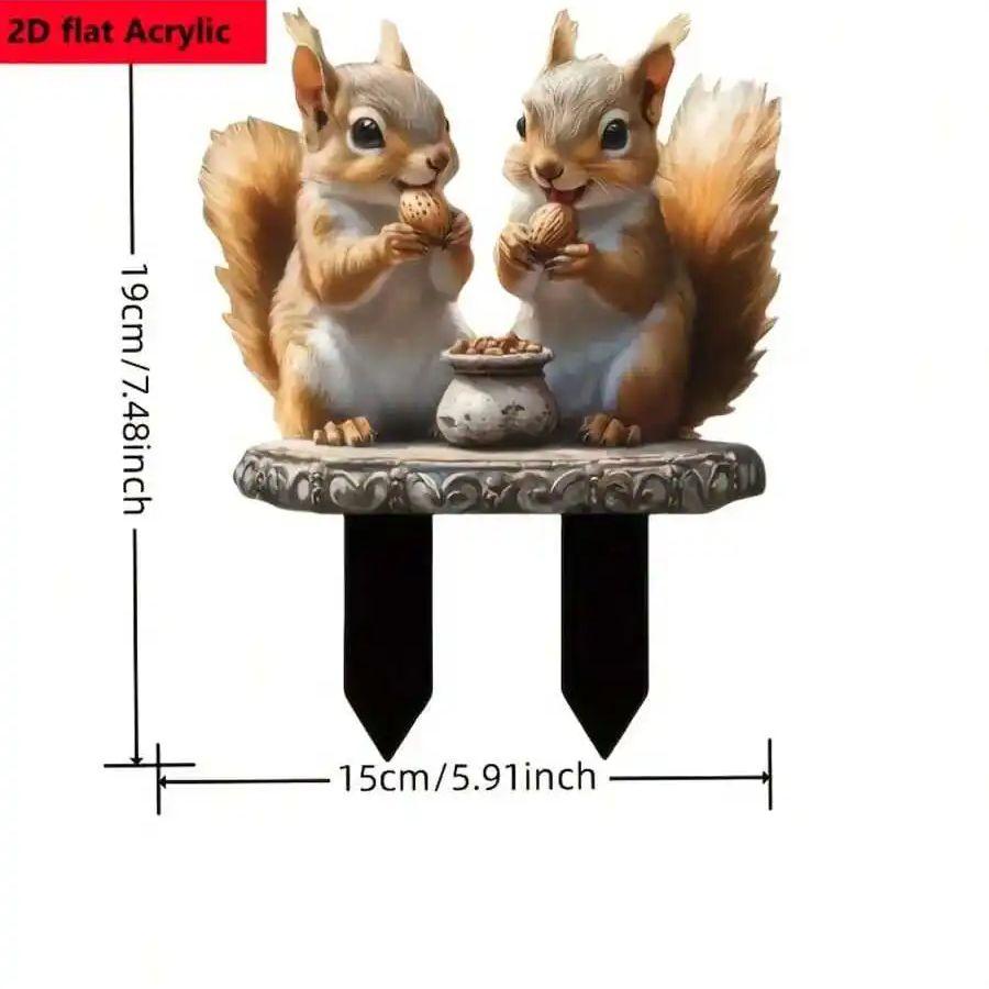 Classic Bohemian Style Squirrel Garden Logo, Animal Themed Outdoor Decoration, Suitable for Gardens, Lawns, Parks, Cemeteries