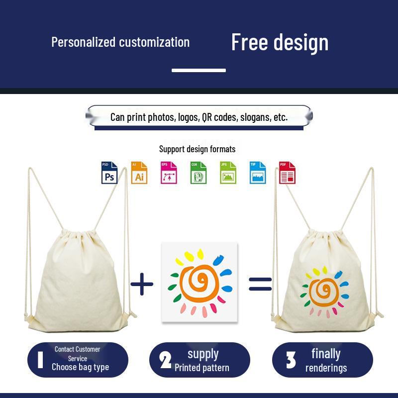 New Arrival Eco-Friendly Canvas Drawstring Backpack - Blank Color Cotton Rope Design