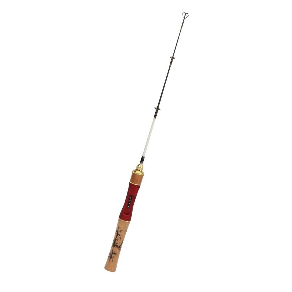 Ice Fishing Rod Wooden Grip Solid Structure Lightweight Portable Mini Fishing Pole for Freshwater Sea Surf Fishing