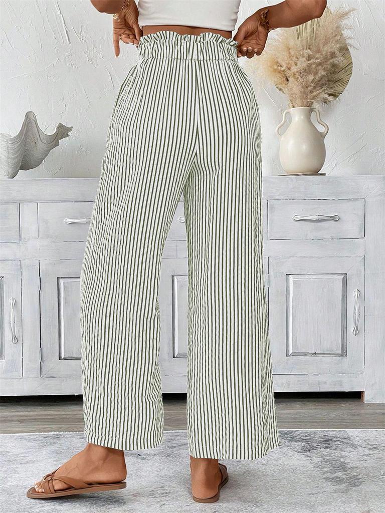 European & American Women's Striped Straight-Leg Pants - Spring/Summer 2026 Collection, Casual Commuter Style