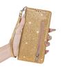 Glitter Zipper Leather Flip Wallet Case For iPhone 17 Pro Max Luxury Card Slots Phone Holder Cover For iPhone 16 15 14 Pro Max 13 12 11
