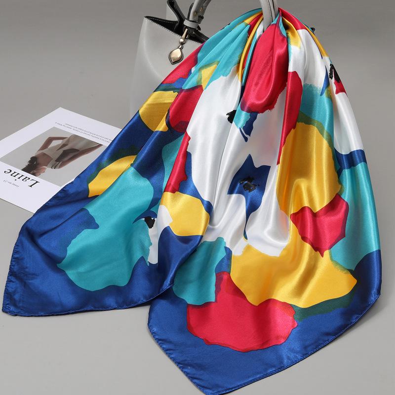 90 Square Scarves, Silk Scarves, Women's New Spring and Summer High-end Sense Versatile, Thin Scarves, Shawls Outside
