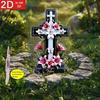 2D Flat Acrylic Lily Cross Memorial Garden Desktop Decorative Sign, Weather-Resistant Floral Grave Marker, Suitable for Wall Decoration, Porch, Room,