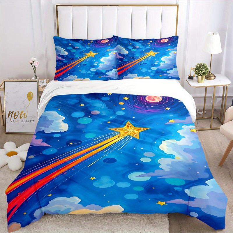 3pcs Shooting Star Bedding Set, Suitable for Bedroom Decoration, (Includes 1 Duvet Cover And 2 Pillowcases, Quilt Not Included) Yy250822131