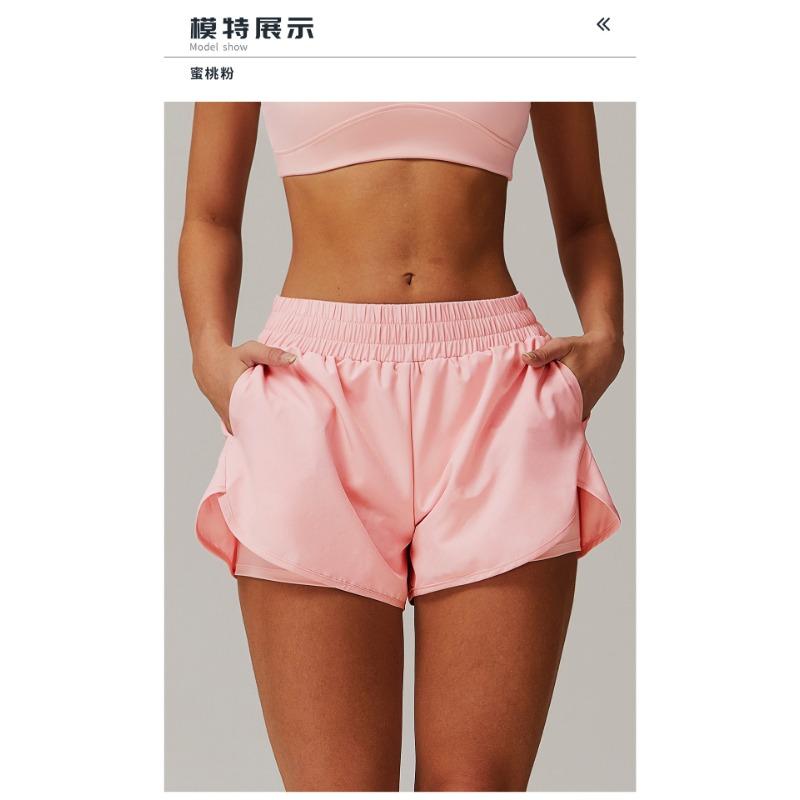 Women S Quick Dry Yoga Shorts Fake Two Piece Sports Shorts For Fitness
