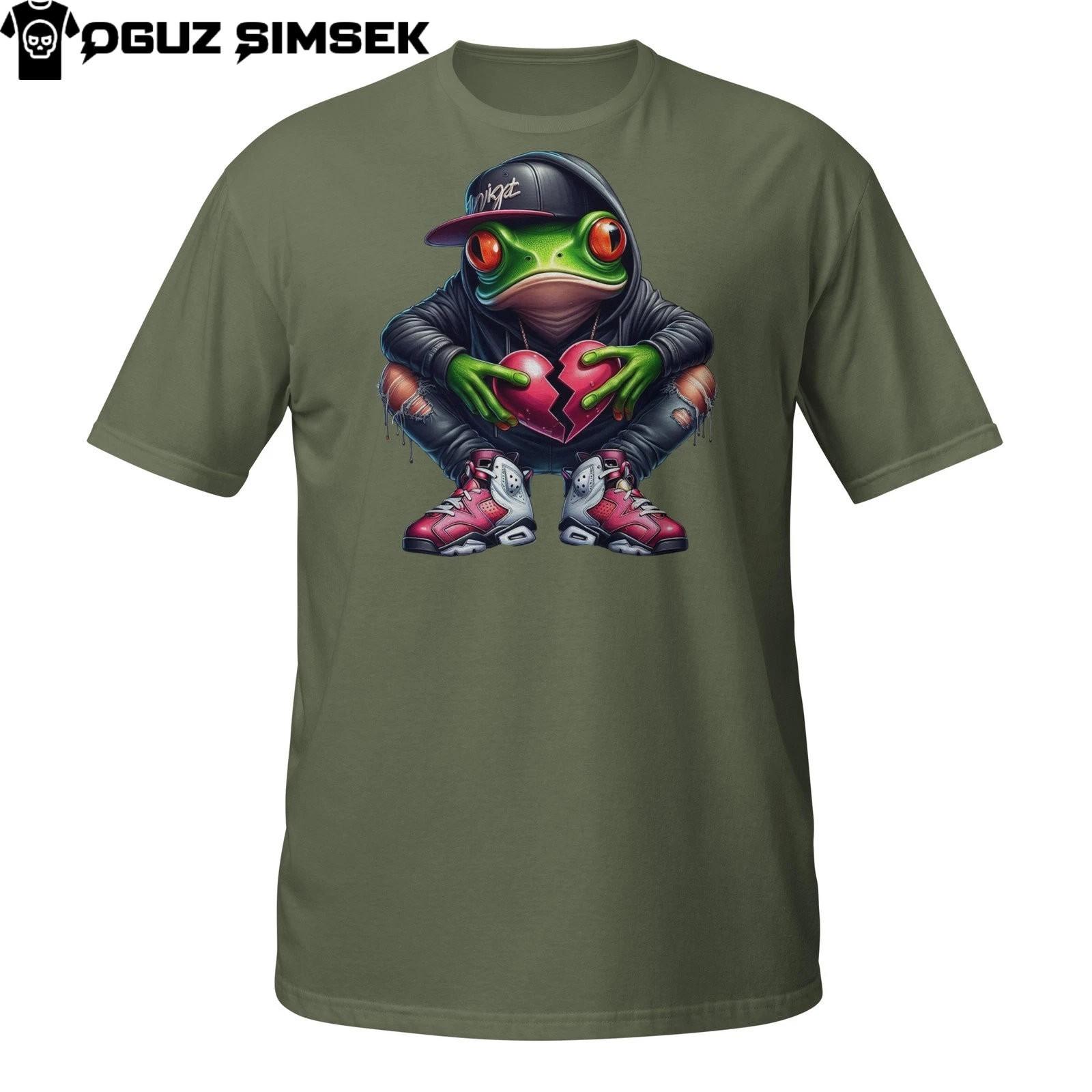 Hip Hop Frog T-Shirt Mens Womens Tees Top – Sad Urban Streetwear Style with a Broken Heart S