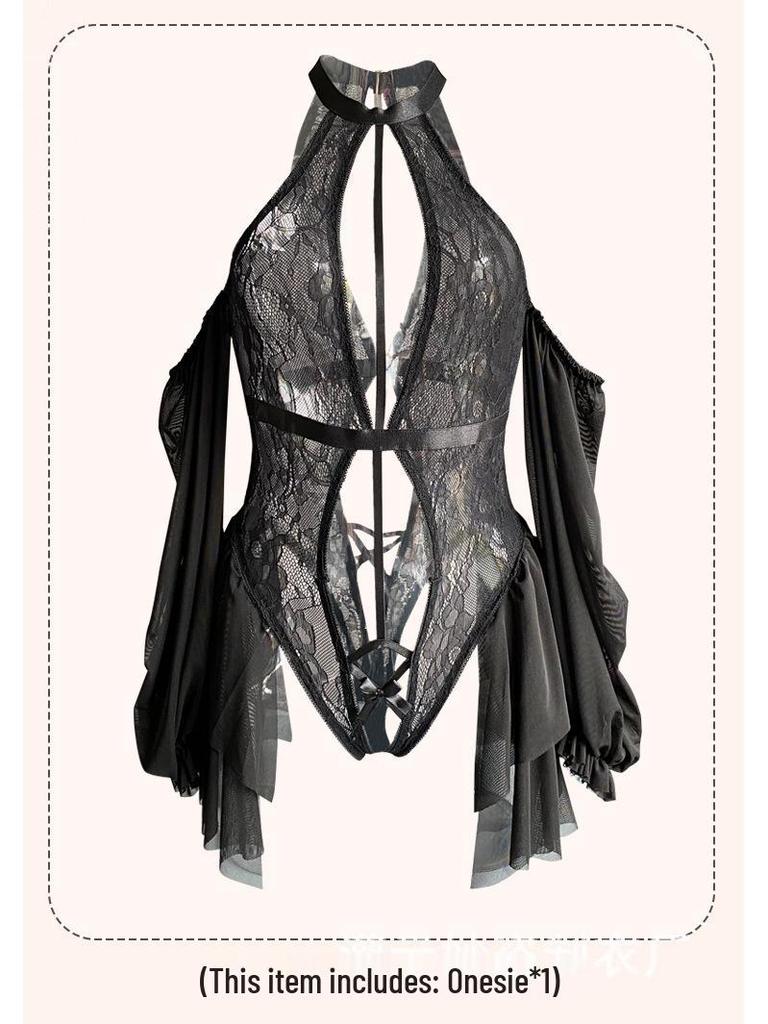 Miaozi Sexy Lace See-Through Bodysuit - Temptation & Teasing Nightwear for Women 2627