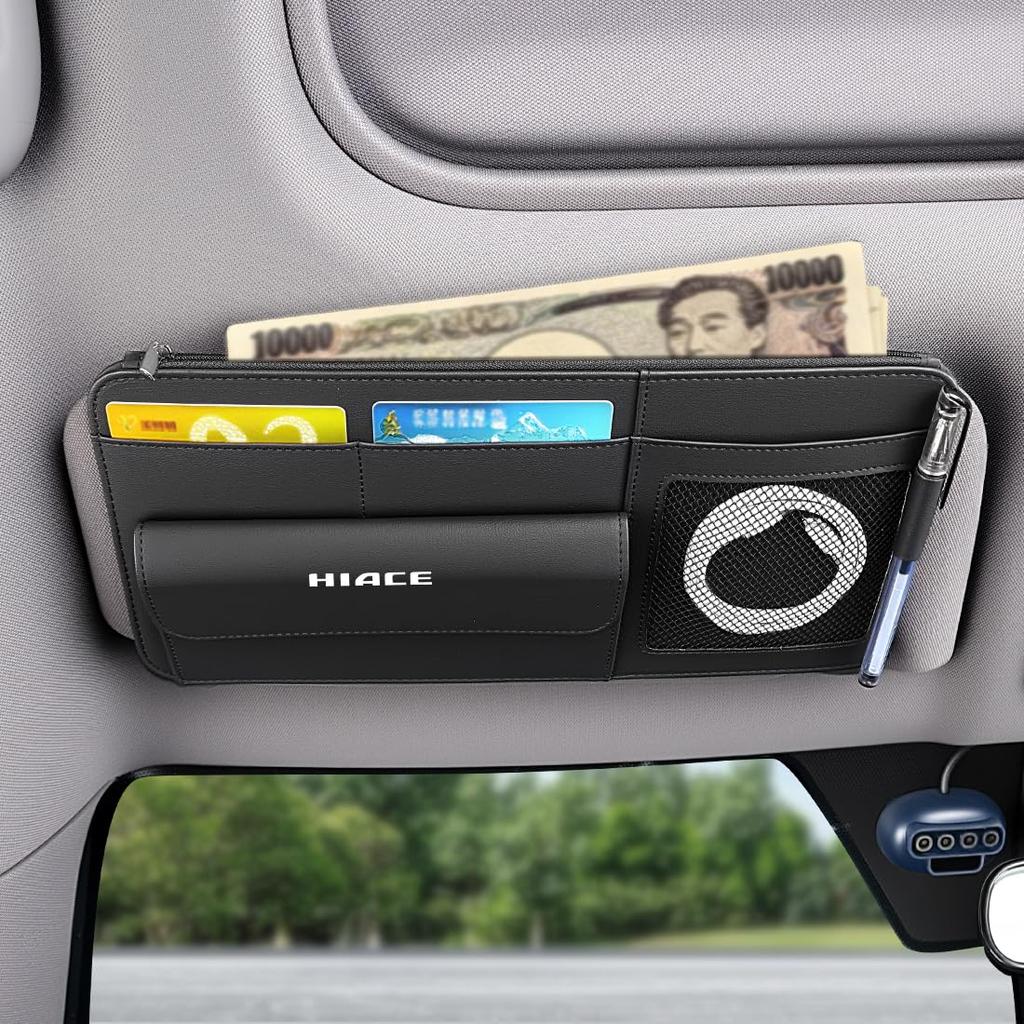 Toyota Hiace Sun Visor Large Small Item Velcro Compatible with HIACE 200 Series GR Multifunctional Car Storage Card and Pen High Waterproof Interior
