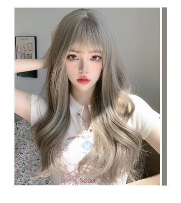 Linen Green Wood Gray Curly Long Wave Wig - LISA Style Full Head Wig