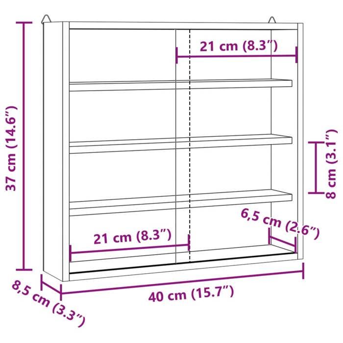 VidaXL Wooden Collection Display Case with Doors 40x8.5x37cm 4017385