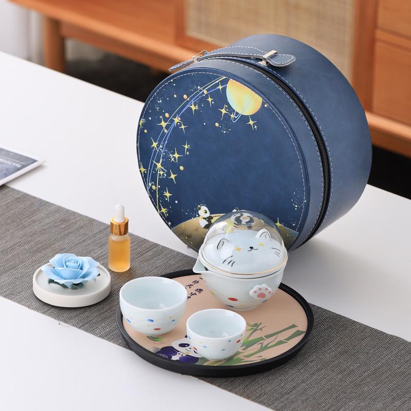 Space Cat Ceramic Travel Tea Set 1