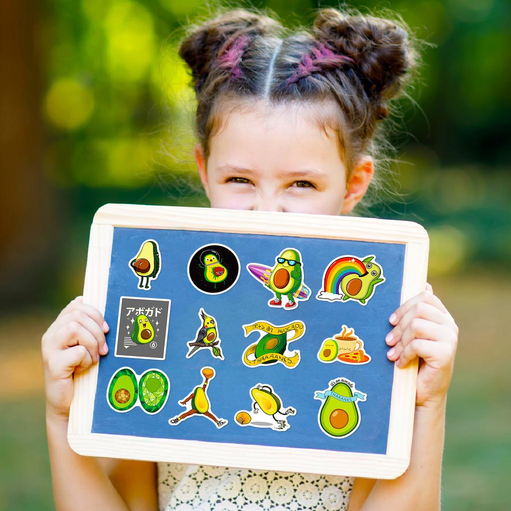 50 Avocado Series Stickers, Cute Avocado Cartoon Style Graffiti Stickers