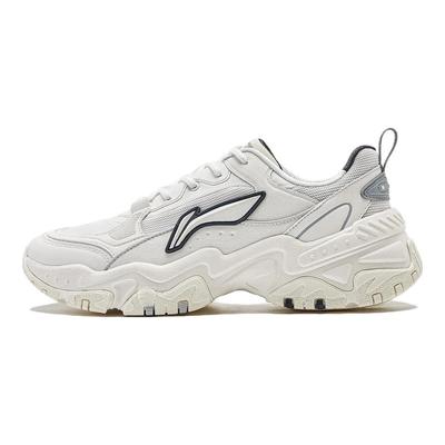 Li Ning Mäkké Odpruženie Tlmiace Nárazy Retro Hrubá Podrážka Ležérne Topánky Pánske Tenisky Biele AGCT423-1