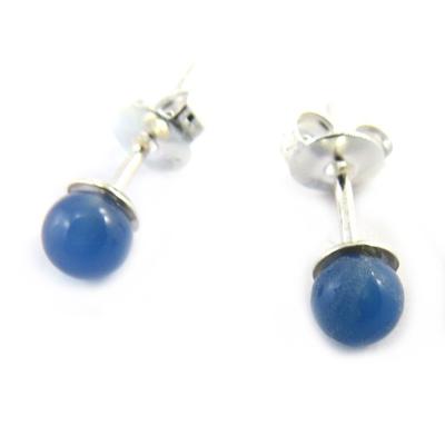 [M7013] - Blue Agate 'Mineralia' Earrings - 4 Mm