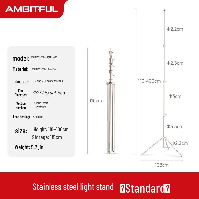 2m/2.8m Portable Photography Tripod Stand for Lights and Phone Live Broadcast