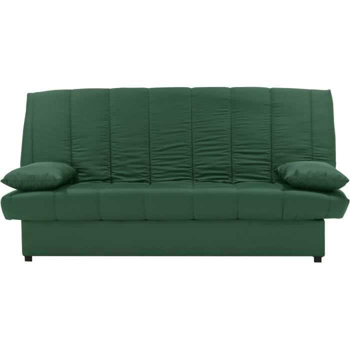 3-seater Click Clack Bench - 100% Cotton Fabric Green - Contemporary Style - L 190 X D92 Cm - MILA