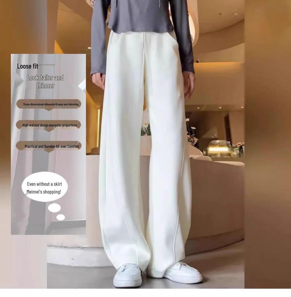 Women's 2025 Yellow Slimming Sweatpants - New Fashionable Casual Straight-Leg Wide-Leg Pants for Dance & Sports.