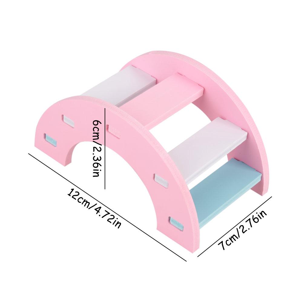 Wooden Hamster Play Bridge Toys   Seesaw Activity Cage for Pet Guinea   Mice Pink