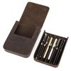 Crazy Horse Leather Handmade 6-Pen Magnetic Drawer-Style Fountain Pen Case