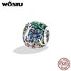WOSTU 925 Sterling Silver Jungle Secret Rabbit Flower Charm Bead Pendant Fit Original Bracelet Necklace For Women Jewelry