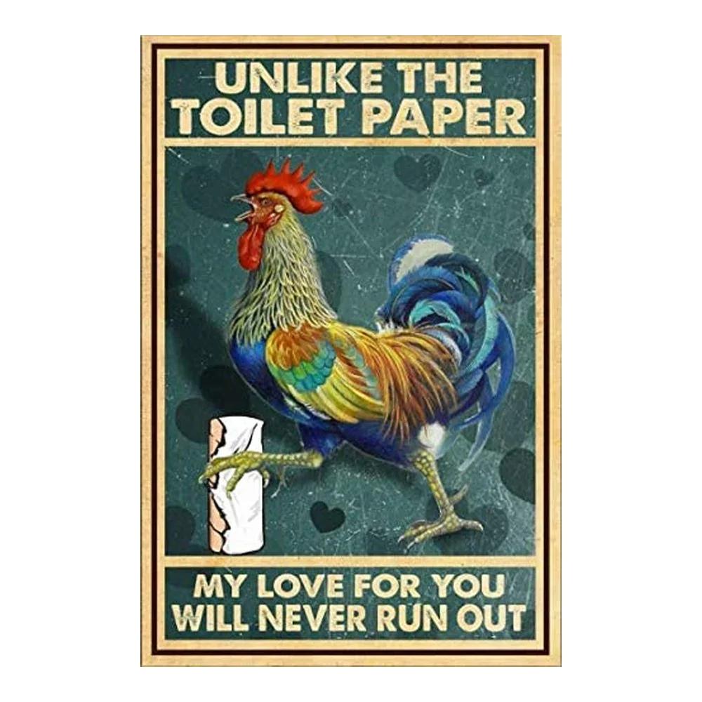 Vintage Chicken Metal Poster Tin Sign Rooster Hen Retro Plaque Plate Farmhouse Farm Wall Decor Retro Metal Poster Plaque