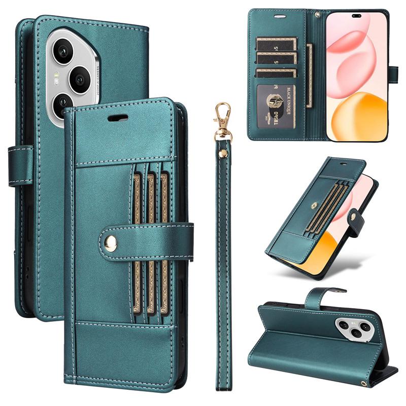 Clamshell Leather Wallet Case For Honor 400 Pro X70i Honor400 Lite 5G Flip Cover Phone Cases all-inclusive Outside 6 Card slot