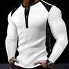 Men's European & American Style V-Neck Waffle Top - Breathable Autumn Casual Wear with Hot Buckle