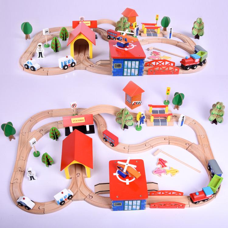 

Корейская деревянная игрушка-железная дорога из 69 деталей для детей Zhejiang
