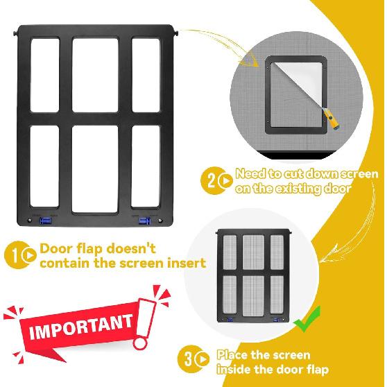 Enjoying Dog Door for Screen Door, Black, 11"x13" Opening, Doggie Door for Sliding Door, Screen Door with Pet Door Built in, Magnetic Swing Flap,