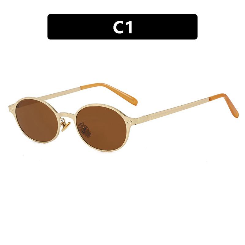 

Stylish Metal Oval Sunshade Sunshades for Women Classic Vintage Style UV400 Small Fram Sunglasses