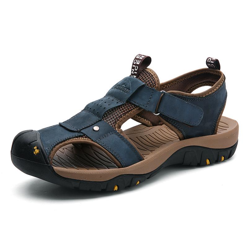 Fashion Genuine Leather Men Sandals 2024 New Summer Men's Outdoor Casual Sandals Slippers Fashion Plus Size Men Walking Shoes Sneakers