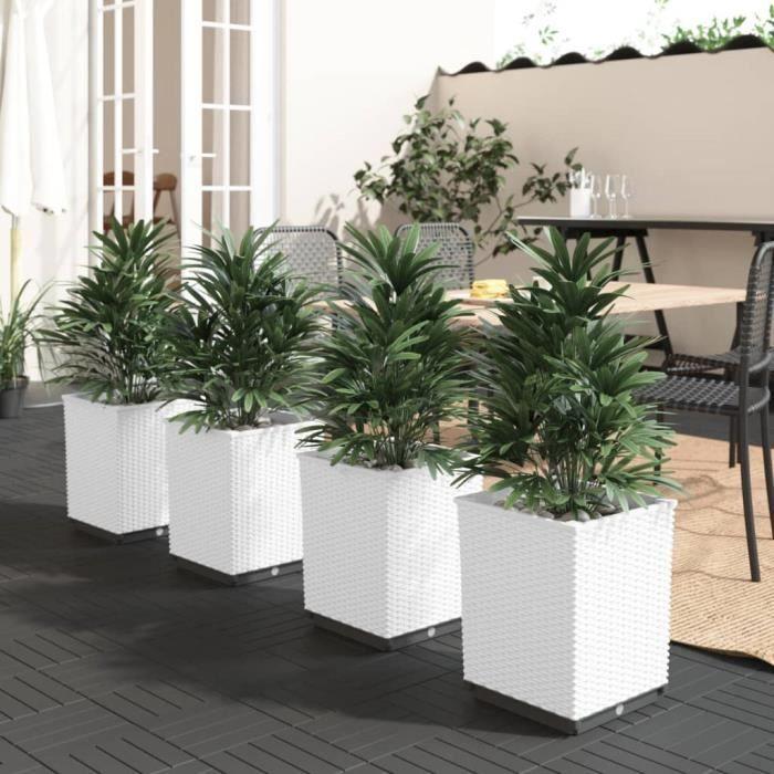 VidaXL Jardinières 4 pcs blanc 30x30x37 cm polypropylène 364188