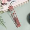 Hollow Pattern Bookmark Rosewood Bookmark, Plum Orchid Bamboo Chrysanthemum Carved Classic Wooden Traditional Chinese Style Wood Page Marker for Book