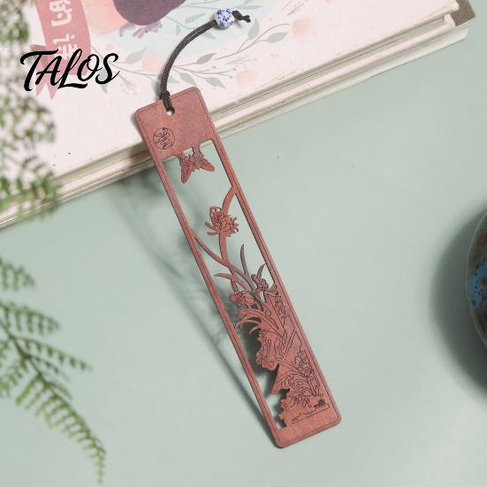 Hollow Pattern Bookmark Rosewood Bookmark, Plum Orchid Bamboo Chrysanthemum Carved Classic Wooden Traditional Chinese Style Wood Page Marker for Book