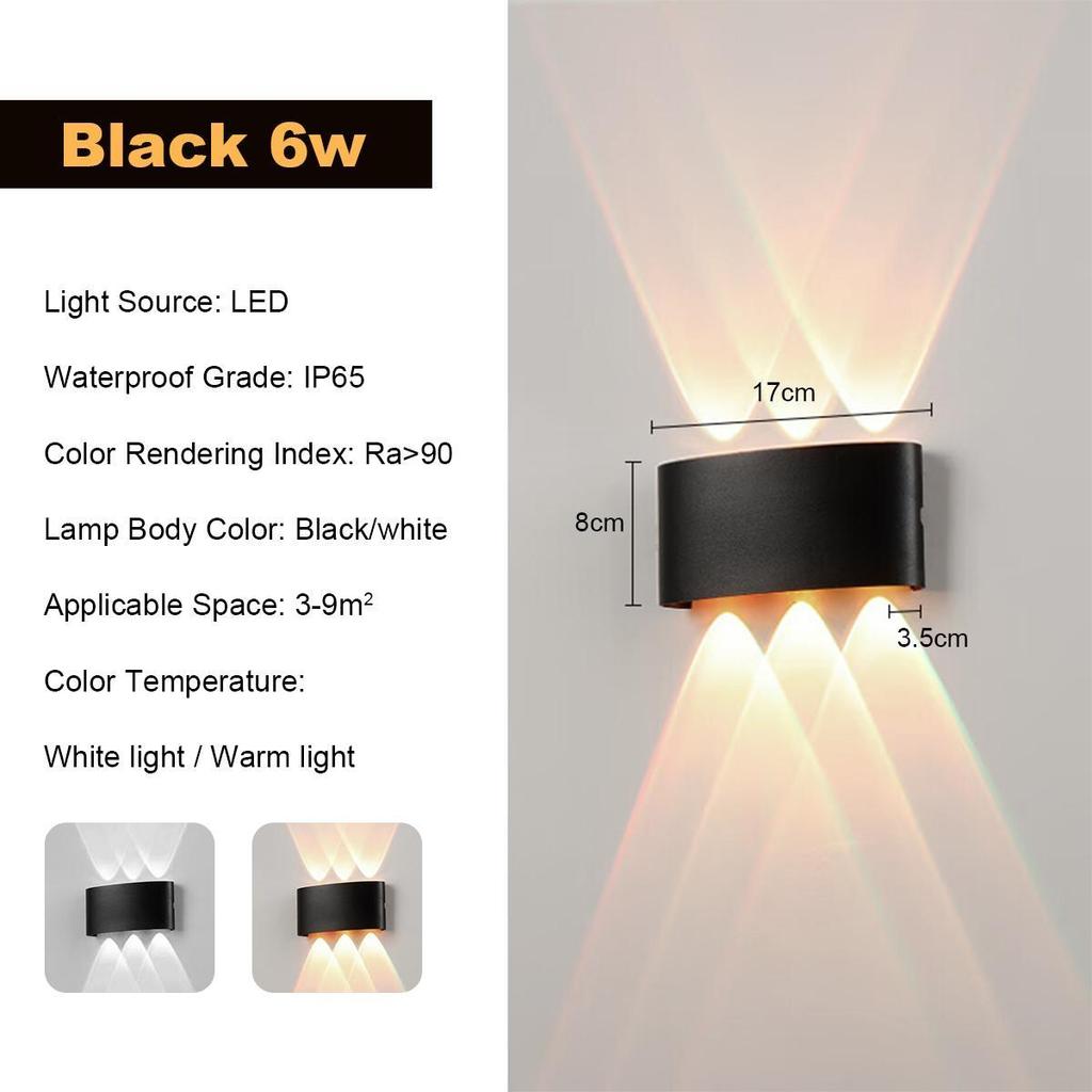 Wall Lamp 2w 4w 6w 8w Exterior Black Waterproof External Outdoor Lamps 110v/220v Led White Wall Mounted Up Down Light Warm White