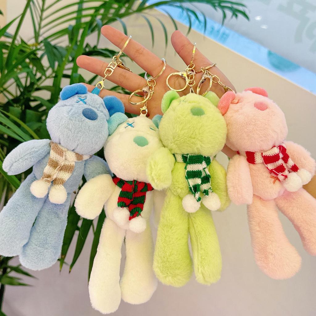 Fluid Bear Pendant Scarf & Teddy Bear Doll Keychain: Street Style Gift for Girls
