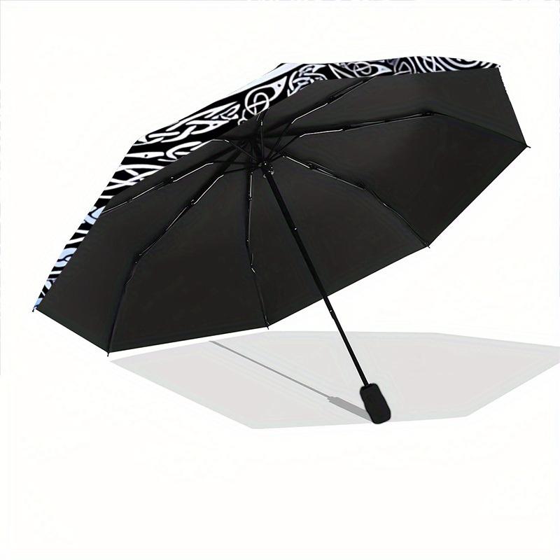 1pc Celtic Raven Automatic Umbrella - 8-Rib Foldable Design, Outdoor Adventures, and Family Celebrations yy250829070