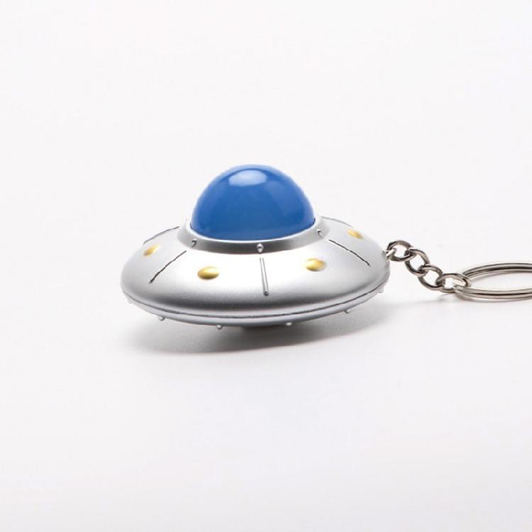 Mini LED Light Flying Saucer Keychain Pendant Creative UFO Keyring for Kids
