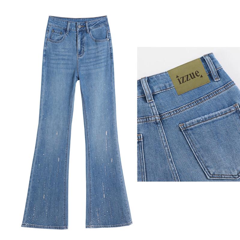 Izzue It Retro Rhinestone High-Waist Flare Jeans