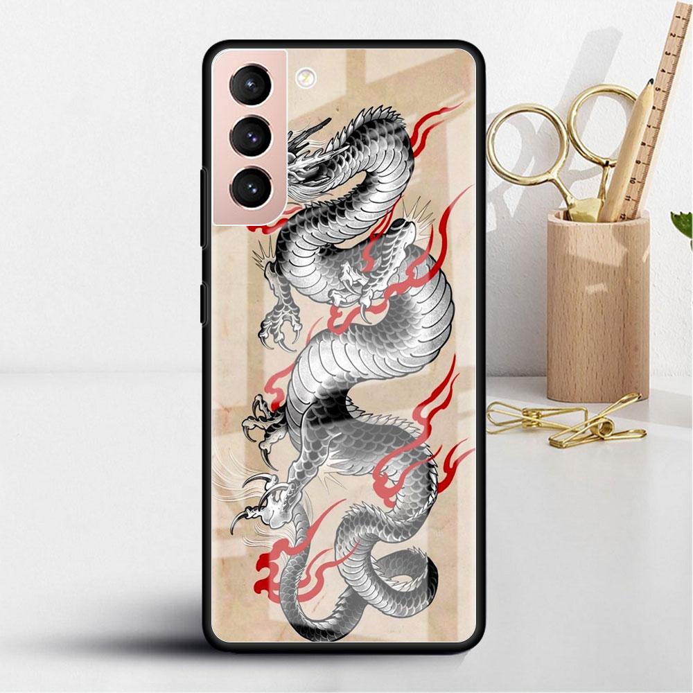 Glass Case For Samsung Galaxy S22 S20 FE S21 5G S10 S9 Plus Note 10 20 Lite Tempered Phone Cover Tiger Crane ART